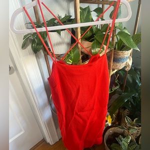 Red Orange H&M cross back dress